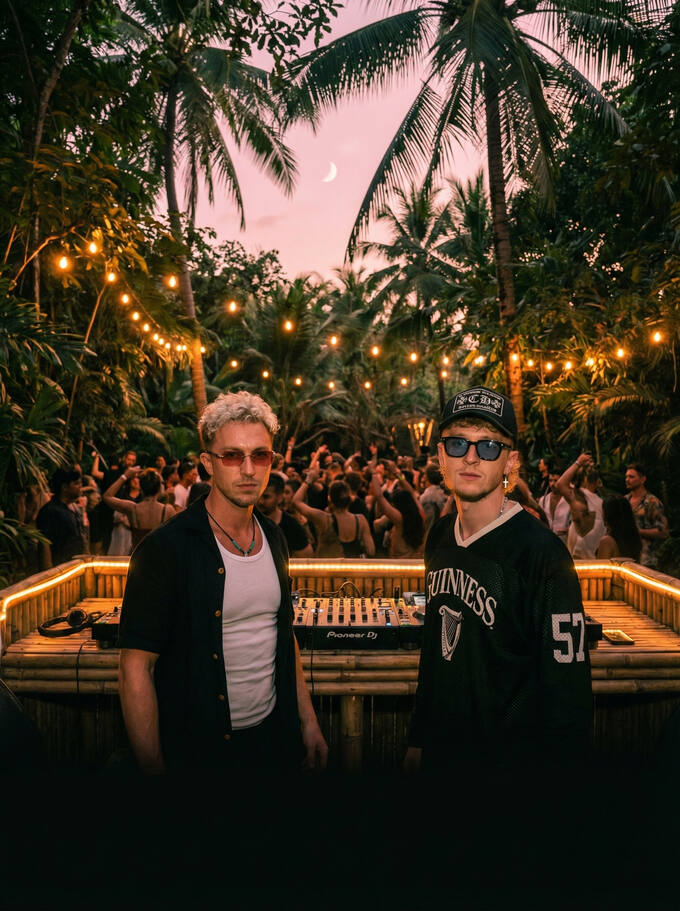 BYAS and Cameron Glasgow DJing in the jungle