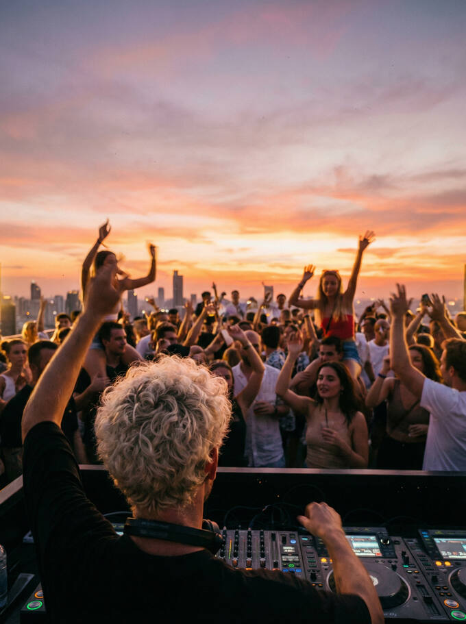 BYAS performing at a rooftop party in Bangkok